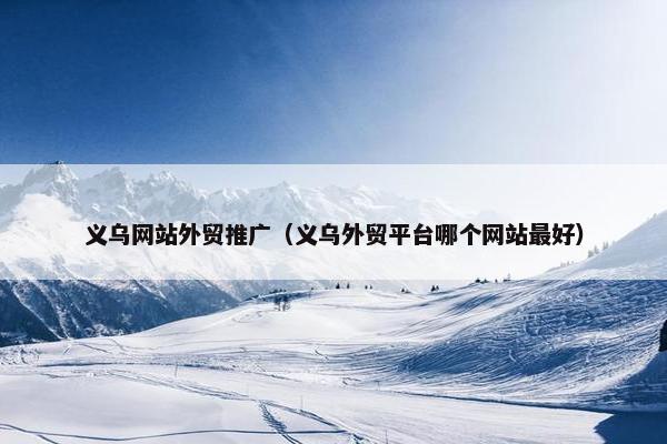 义乌网站外贸推广（义乌外贸平台哪个网站最好）