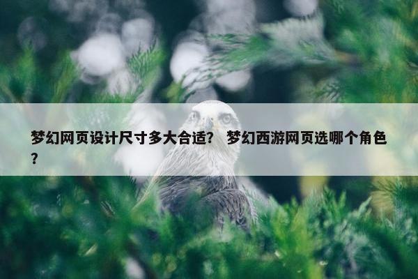 梦幻网页设计尺寸多大合适？ 梦幻西游网页选哪个角色？