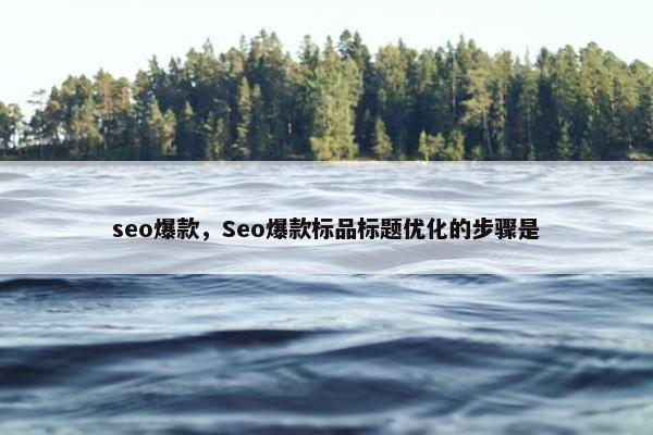 seo爆款，Seo爆款标品标题优化的步骤是