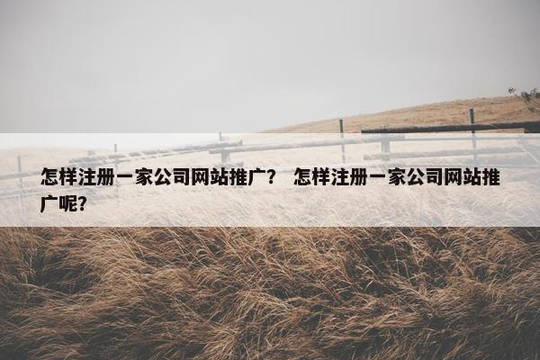 怎样注册一家公司网站推广？ 怎样注册一家公司网站推广呢？