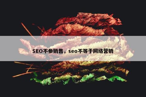 SEO不参销售，seo不等于网络营销