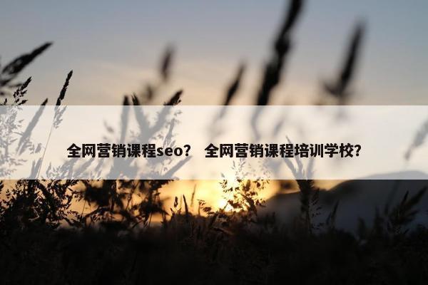 全网营销课程seo？ 全网营销课程培训学校？