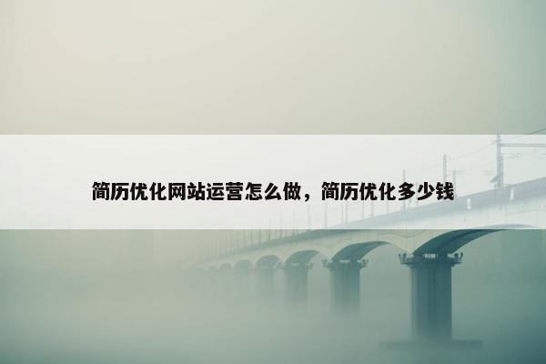 简历优化网站运营怎么做，简历优化多少钱