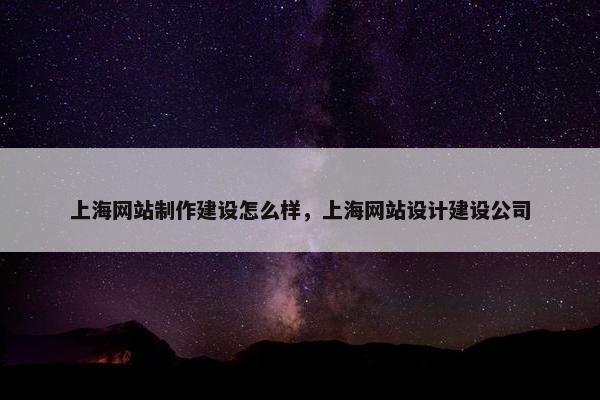 上海网站制作建设怎么样，上海网站设计建设公司