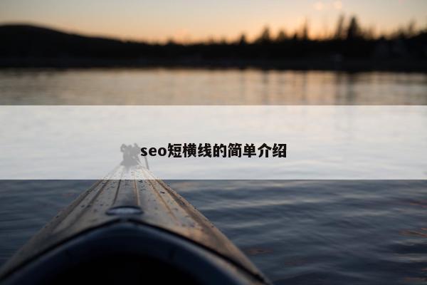 seo短横线的简单介绍