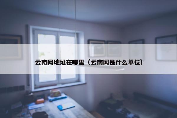 云南网地址在哪里（云南网是什么单位）
