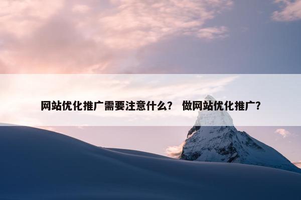 网站优化推广需要注意什么？ 做网站优化推广？