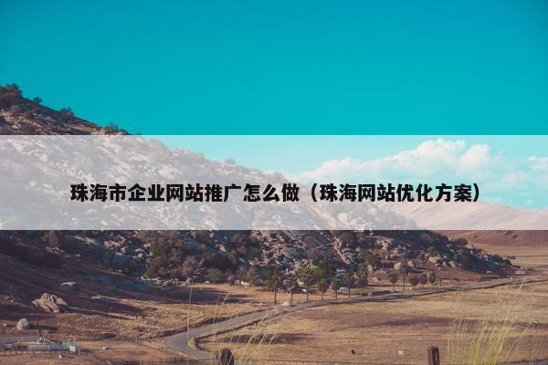 珠海市企业网站推广怎么做（珠海网站优化方案）