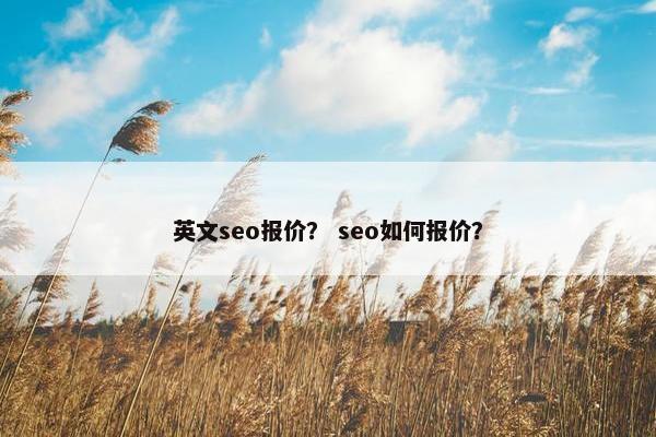 英文seo报价？ seo如何报价？