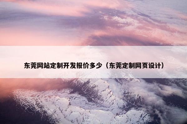 东莞网站定制开发报价多少（东莞定制网页设计）
