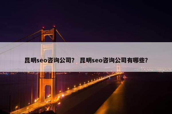 昆明seo咨询公司？ 昆明seo咨询公司有哪些？