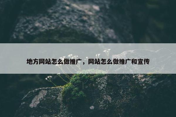 地方网站怎么做推广，网站怎么做推广和宣传
