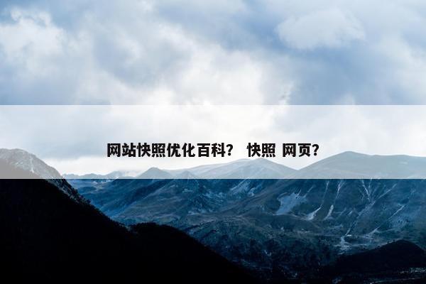 网站快照优化百科？ 快照 网页？