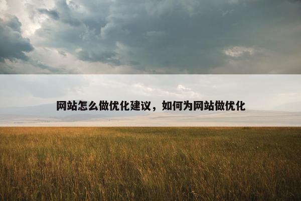 网站怎么做优化建议，如何为网站做优化