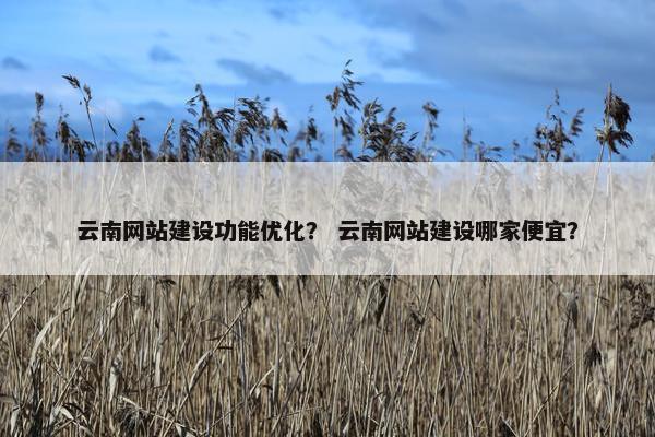 云南网站建设功能优化？ 云南网站建设哪家便宜？