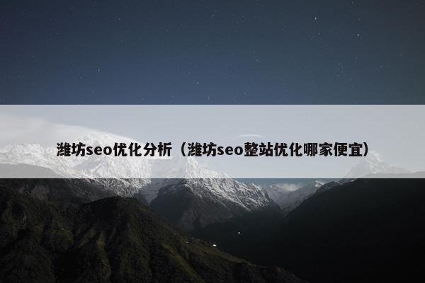 潍坊seo优化分析（潍坊seo整站优化哪家便宜）