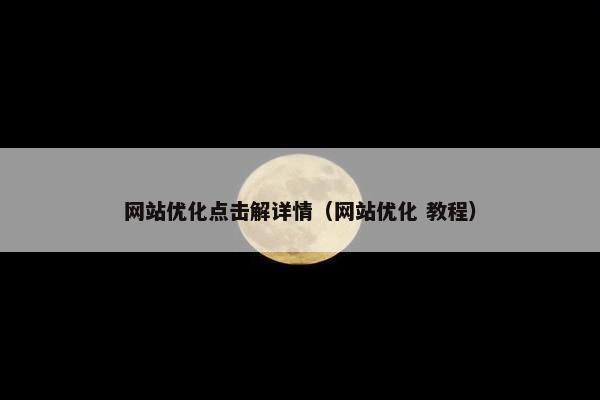 网站优化点击解详情（网站优化 教程）