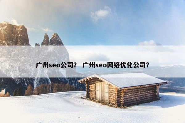 广州seo公司？ 广州seo网络优化公司？