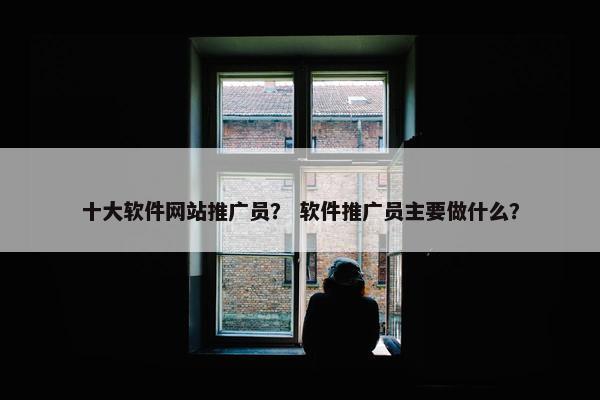 十大软件网站推广员？ 软件推广员主要做什么？
