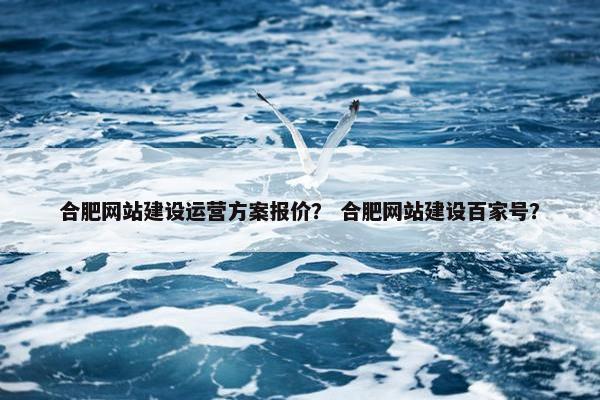 合肥网站建设运营方案报价？ 合肥网站建设百家号？