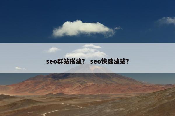 seo群站搭建？ seo快速建站？