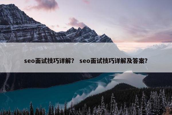 seo面试技巧详解？ seo面试技巧详解及答案？