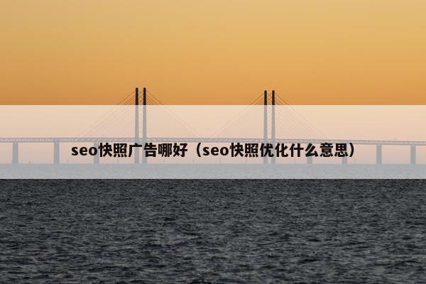 seo快照广告哪好（seo快照优化什么意思）