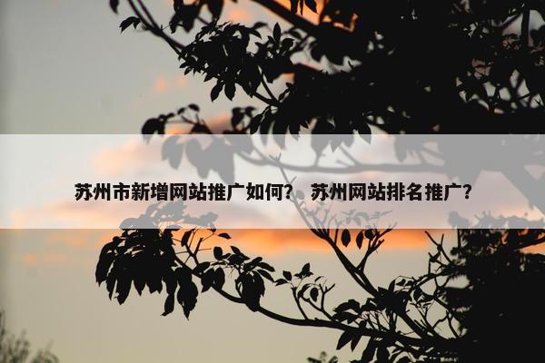 苏州市新增网站推广如何？ 苏州网站排名推广？